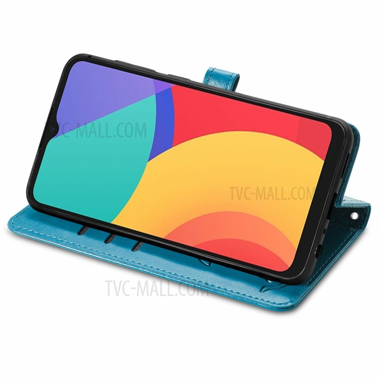 Cat Dog Pattern Imprint Anti-Fall Shockproof Magnetic Clasp PU Leather Wallet Stand Phone Cover for Alcatel 1S (2021) - Blue-5
