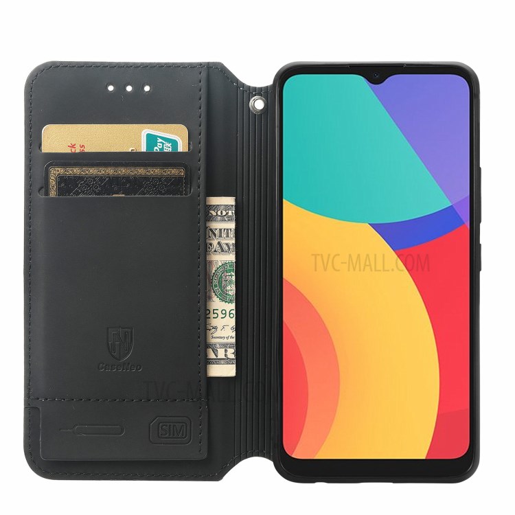 CASENEO 001 Series Automatic-Absorbed Adjustable Stand RFID Blocking Function Pattern Printing Leather Wallet Phone Cover Shell for Alcatel 1S (2021) - Nordic Style Rhombus-5