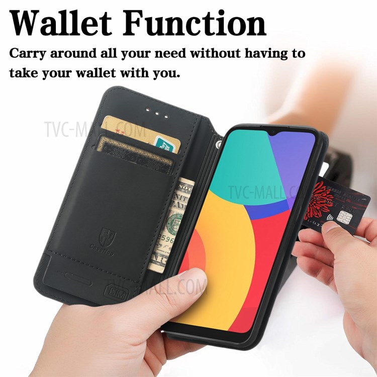 CASENEO 001 Series Automatic-Absorbed Adjustable Stand RFID Blocking Function Pattern Printing Leather Wallet Phone Cover Shell for Alcatel 1S (2021) - Nordic Style Rhombus-8