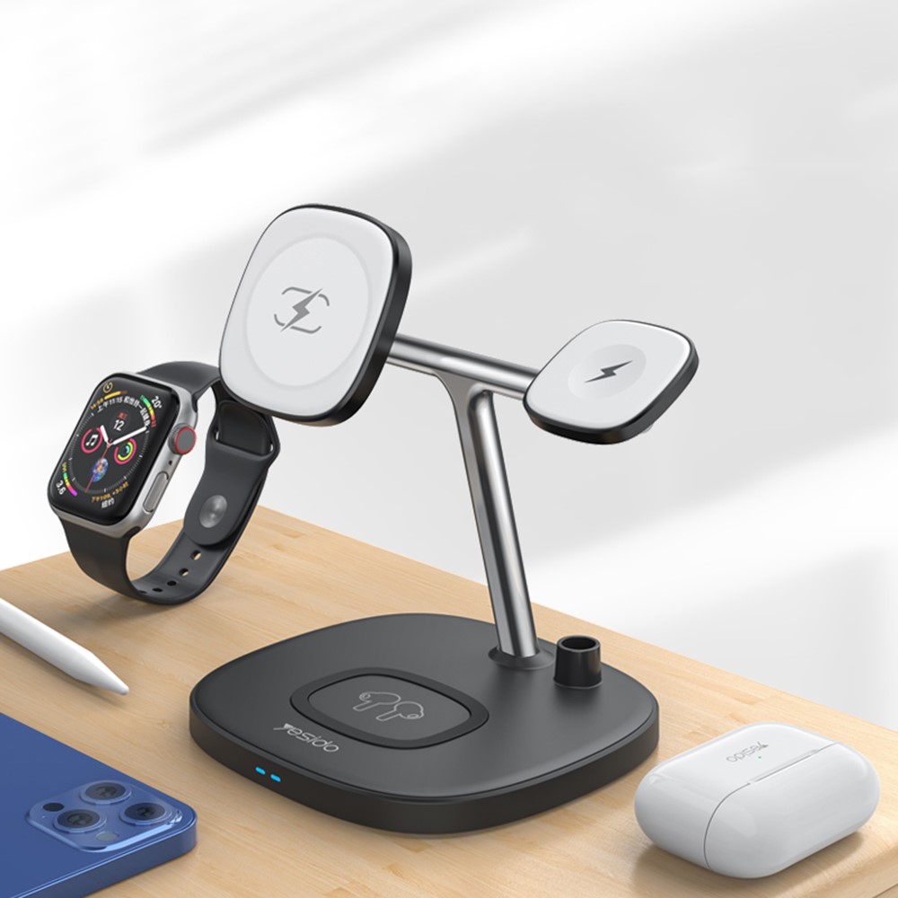 YESIDO DS12 4-in-1 Magnetic Wireless Charger Desktop Wireless Charging Stand Dock for iPhone 12/13 Series iWatch AirPods Apple Pencil-4
