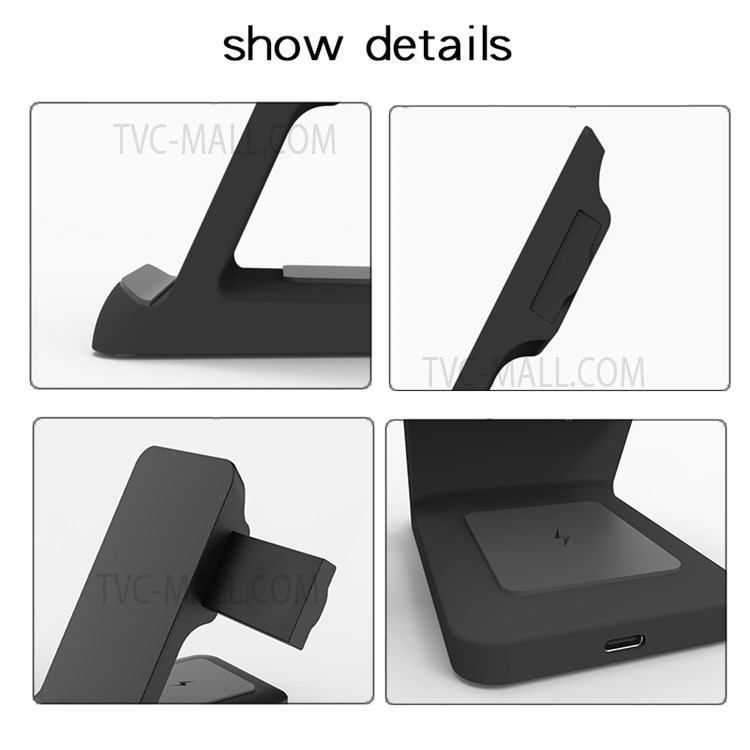 E31 3 in 1 15W Fast Wireless Charger Portable Stretchable Wireless Charging Station with Indicator Light - Black-8