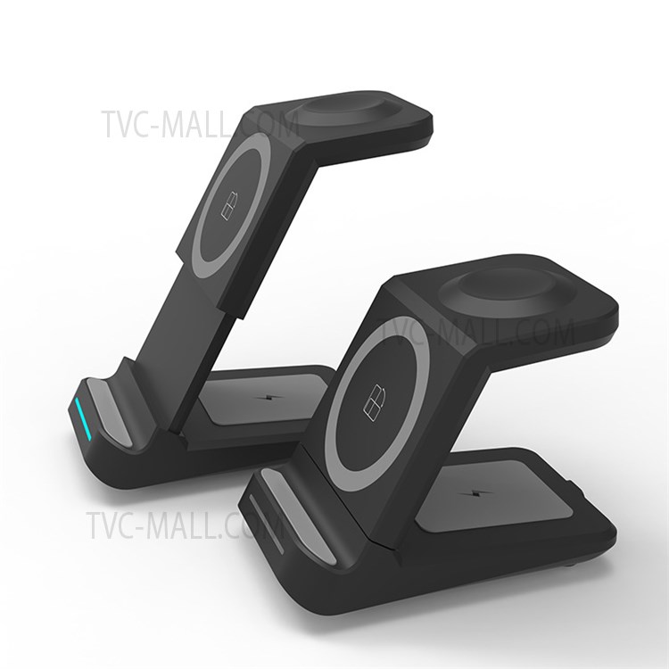 JH6 A28 3 in 1 Magnetic Wireless Charger Lightweight Portable Charging Stand with Indicator Light for Office Home Desk - Black-14
