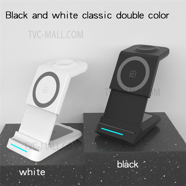JH6 A28 3 in 1 Magnetic Wireless Charger Lightweight Portable Charging Stand with Indicator Light for Office Home Desk - Black-9