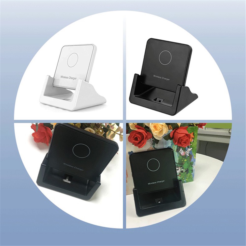 918 15W Vertical Wireless Charger Desktop Phone Stand Qi Fast Charging Dock - Black-8