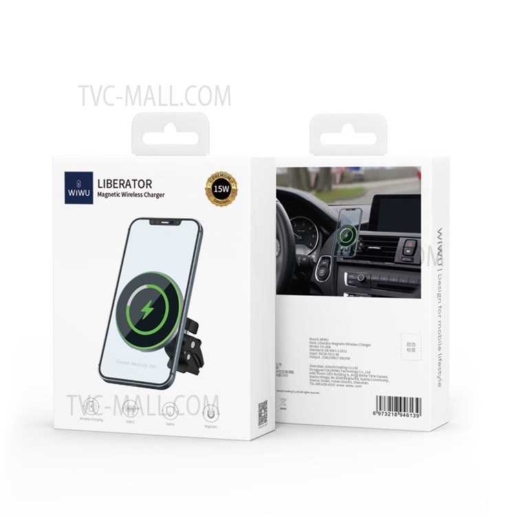 WIWU CH308 15W Magnetic Wireless Charger Car Air Vent Mount Phone Holder Fast Charging Stand for iPhone 13/12 Series-5