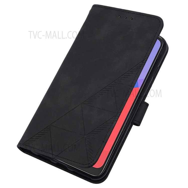 PB2-1 Series Imprinted Business PU Leather Phone Case Anti-drop Wallet Phone Cover with Long Strap Stand for Alcatel 1S (2021) /3L (2021) - Black-7