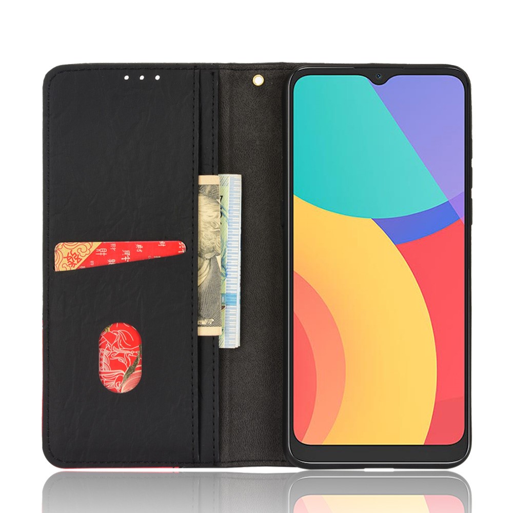 Anti-fingerprint Shockproof TPU + PU Leather Phone Case Wallet Phone Cover with Stand for Alcatel 1S (2021) / Alcatel 3L (2021) / TCL 20Y / 6125F / TCL 20E - Black-6