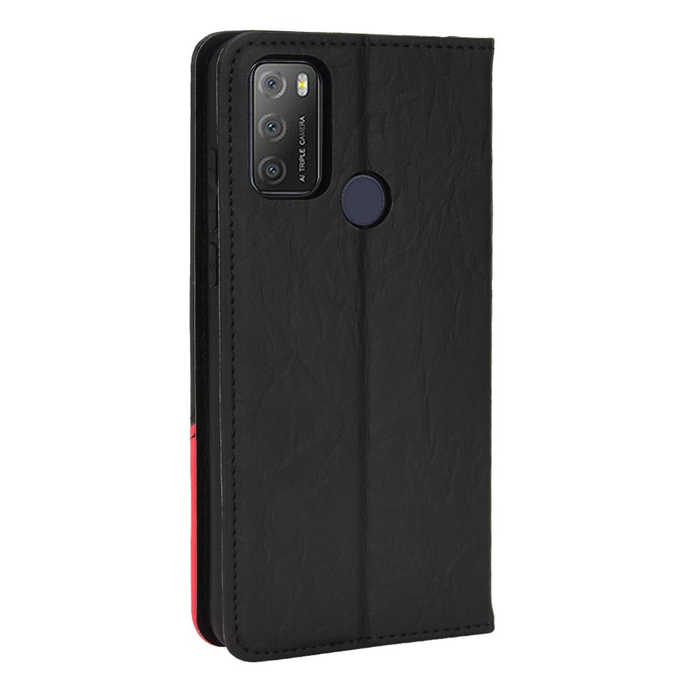 Anti-fingerprint Shockproof TPU + PU Leather Phone Case Wallet Phone Cover with Stand for Alcatel 1S (2021) / Alcatel 3L (2021) / TCL 20Y / 6125F / TCL 20E - Black-8