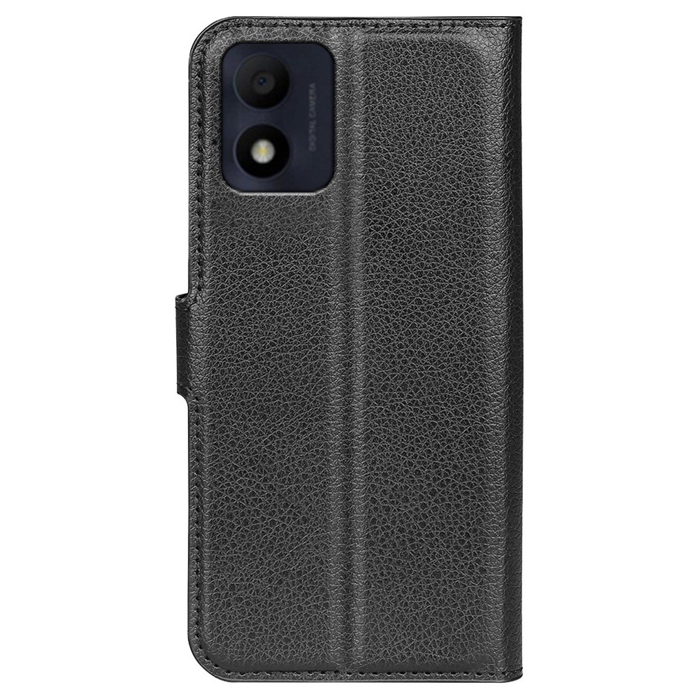 For Alcatel 1B (2022) Litchi Texture Leather Bookstyle Phone Case Stand Function Magnetic Protective Flip Wallet Cover - Black-13