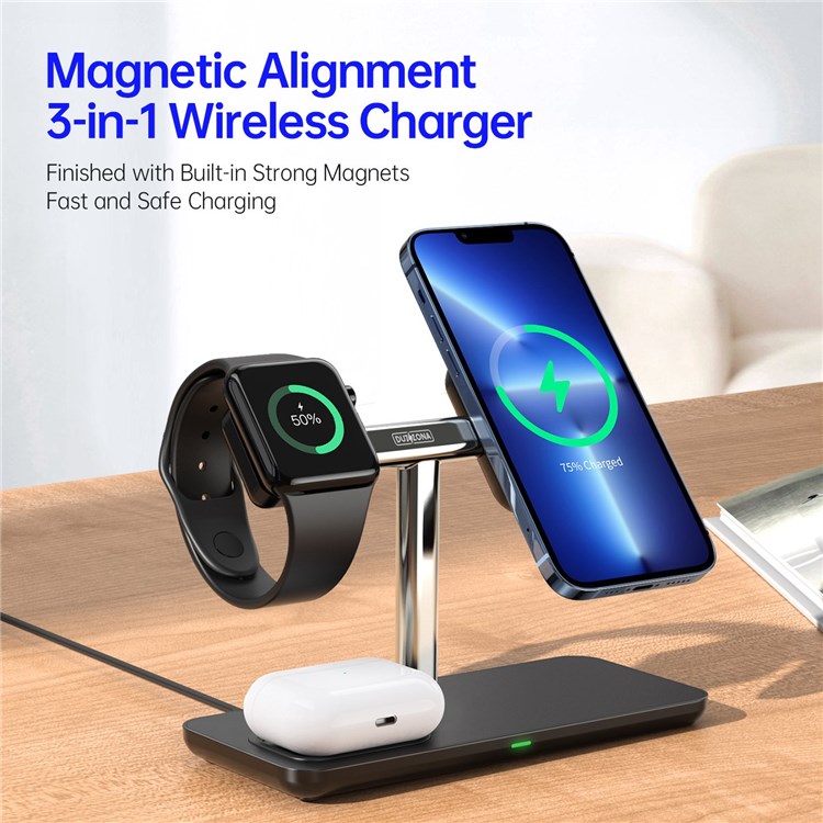 DUZZONA W6 Wireless Charger 3in1 Detachable Wireless Charging Stand Station Dock for