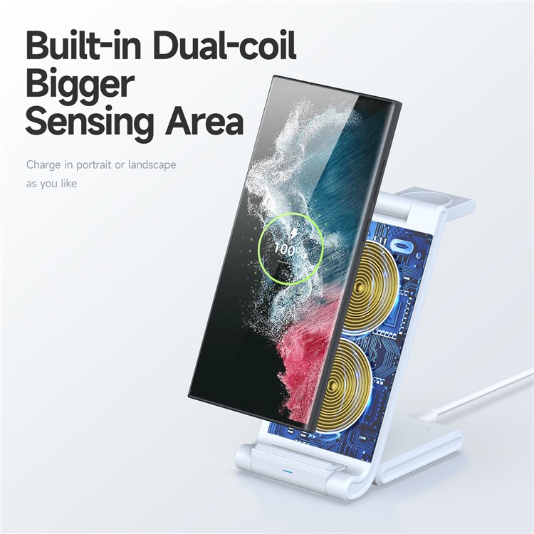 Duzzona W10-S Para Samsung Relógio 3-em 1 Dobrável 15w Carregador Sem Fio Telefone Fone de Ouvido Smartwatch Qi Stand Fast Charging (CE / FCC / UKCA / Rohs)-5