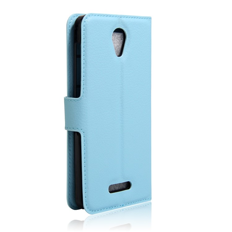 Lychee Skin Wallet Leather Protective Case for Alcatel OneTouch Pop 4 - Baby Blue-2