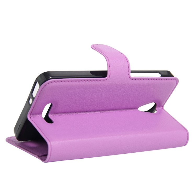 Lychee Skin Wallet Leather Stand Case for Alcatel OneTouch Pop 4 - Purple-5