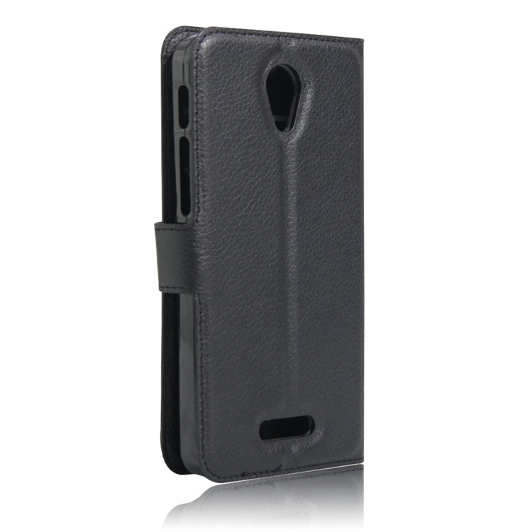 Litchi Skin Leather Wallet Case for Alcatel OneTouch Pop 4+ - Black-2