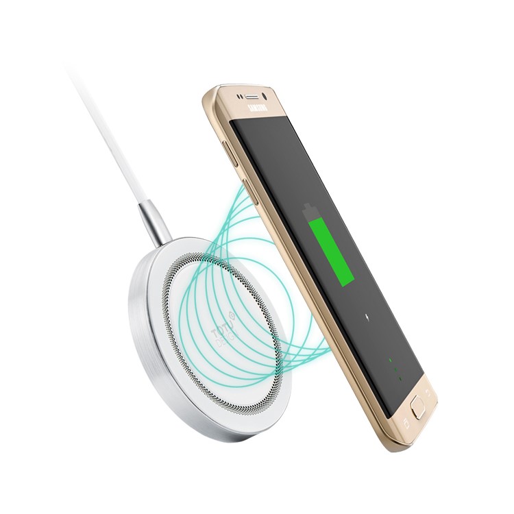 TOTU Quick Series QI Standard Round Wireless Charging Pad for Samsung Galaxy S7 edge/S7 - Silver/White-10