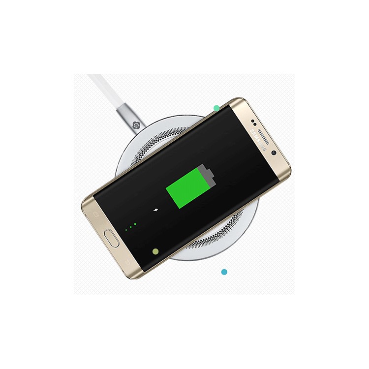 TOTU Quick Series QI Standard Round Wireless Charging Pad for Samsung Galaxy S7 edge/S7 - Silver/White-3