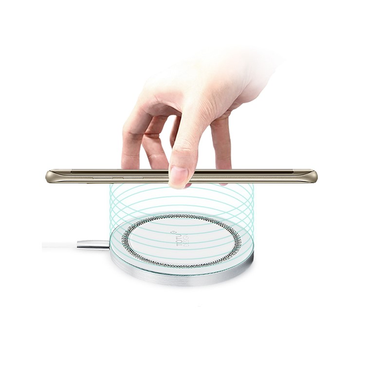 TOTU Quick Series QI Standard Round Wireless Charging Pad for Samsung Galaxy S7 edge/S7 - Silver/White-4