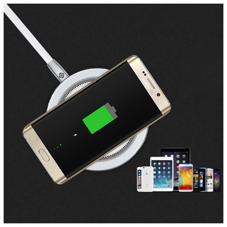 TOTU Quick Series QI Standard Round Wireless Charging Pad for Samsung Galaxy S7 edge/S7 - Silver/White-7