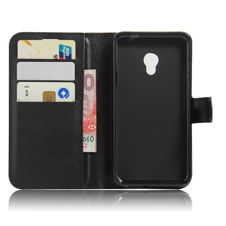 Litchi Grain Leather Wallet Flip Case for Alcatel Pixi 4 (5) 4G Version - Black-3