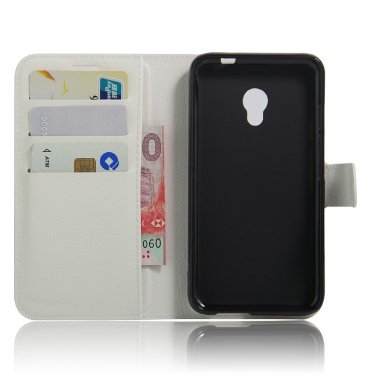 Litchi Grain Leather Wallet Flip Shell for Alcatel Pixi 4 (5) 4G Version - White-3
