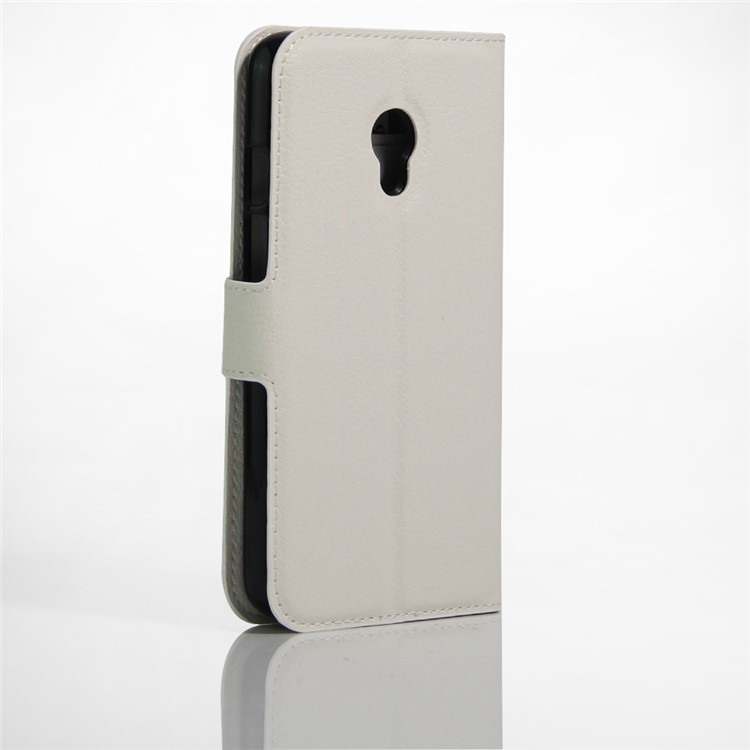 Litchi Grain Leather Wallet Flip Shell for Alcatel Pixi 4 (5) 4G Version - White-4