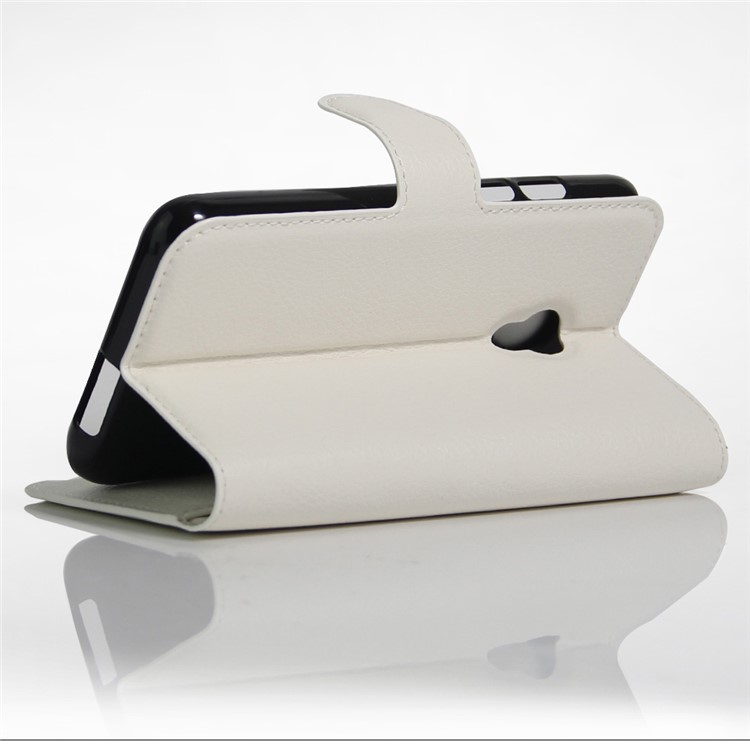 Litchi Grain Leather Wallet Flip Shell for Alcatel Pixi 4 (5) 4G Version - White-6