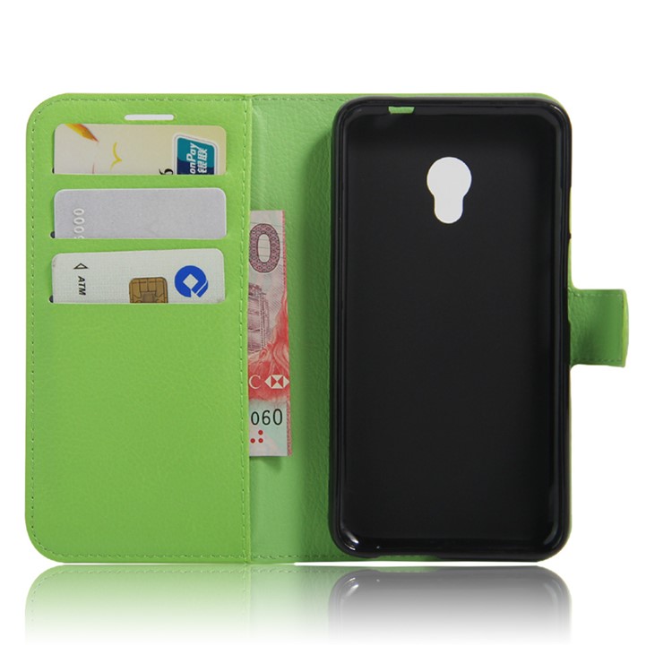 Litchi Grain Leather Wallet Flip Case for Alcatel Pixi 4 (5) 4G Version - Green-3