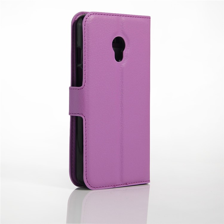 Litchi Grain Leather Wallet Stand Case for Alcatel Pixi 4 (5) 4G Version - Purple-4