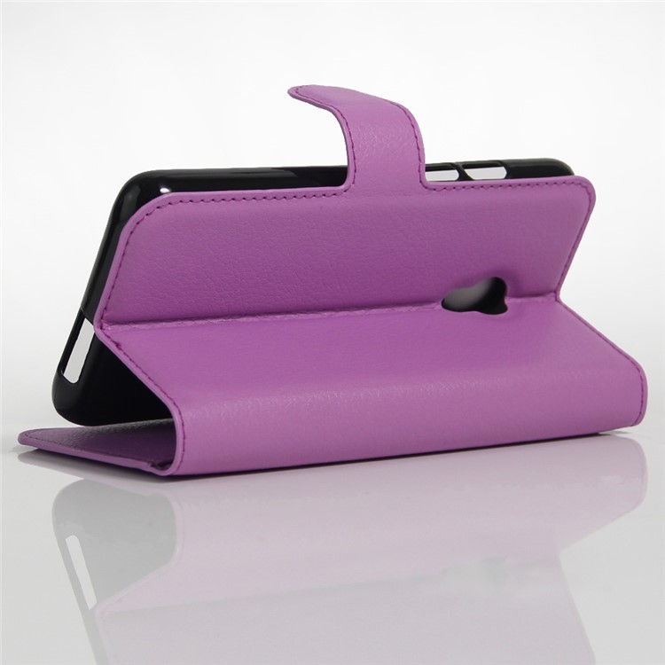Litchi Grain Leather Wallet Stand Case for Alcatel Pixi 4 (5) 4G Version - Purple-6