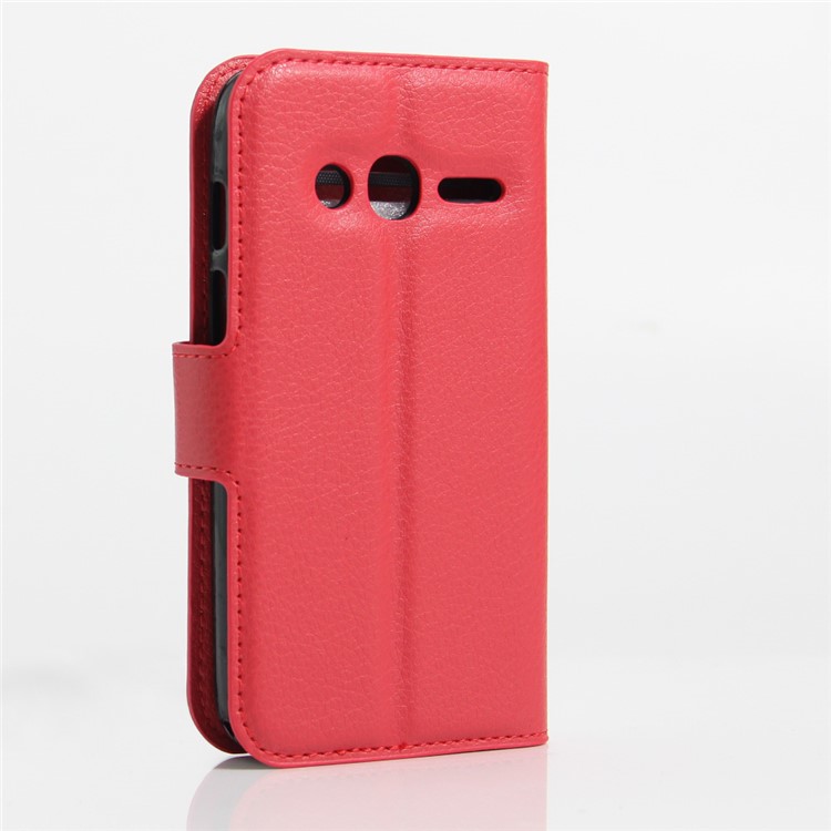 Litchi Leather Wallet Shell for Alcatel OneTouch Pixi 4 (4) - Red-3