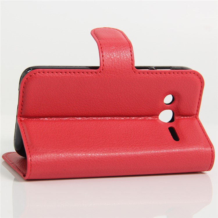 Litchi Leather Wallet Shell for Alcatel OneTouch Pixi 4 (4) - Red-6