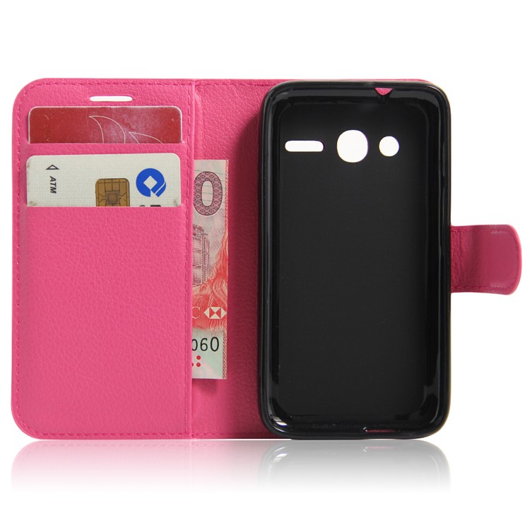 Litchi Leather Stand Case for Alcatel OneTouch Pixi 4 (4) - Rose-4