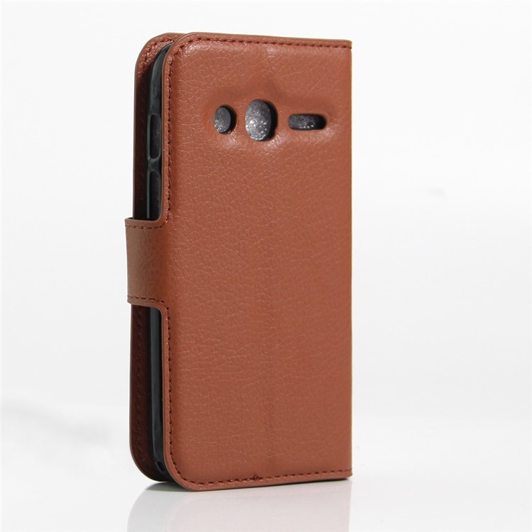 Litchi Leather Wallet Protective Case for Alcatel OneTouch Pixi 4 (4) - Brown-3
