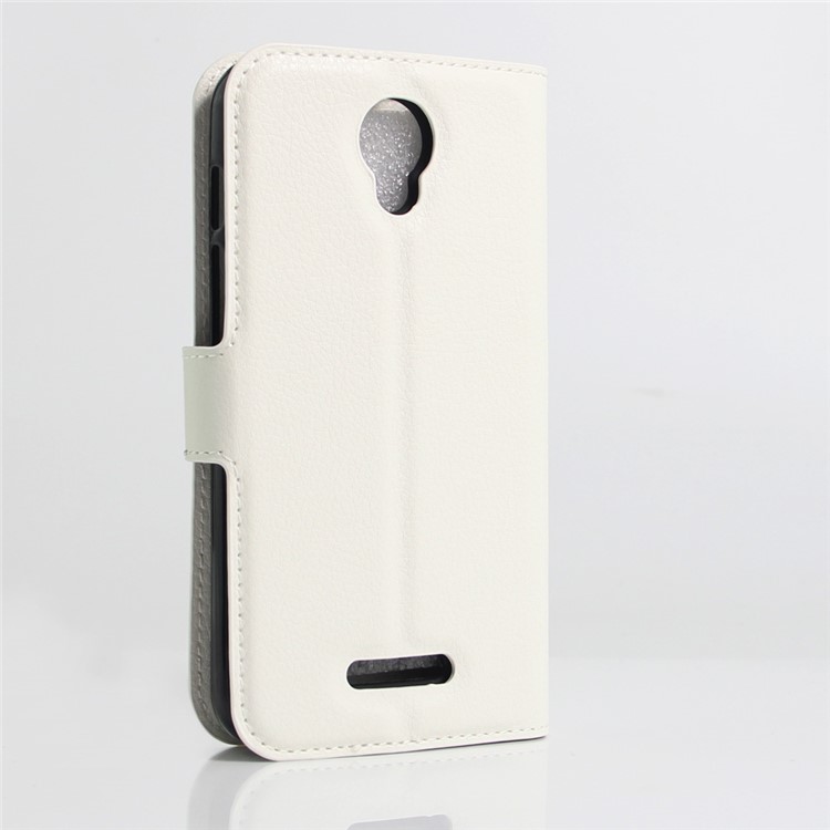 Litchi Skin Leather Wallet Cover for Alcatel Pixi 4 (5) 3G Version - White-3
