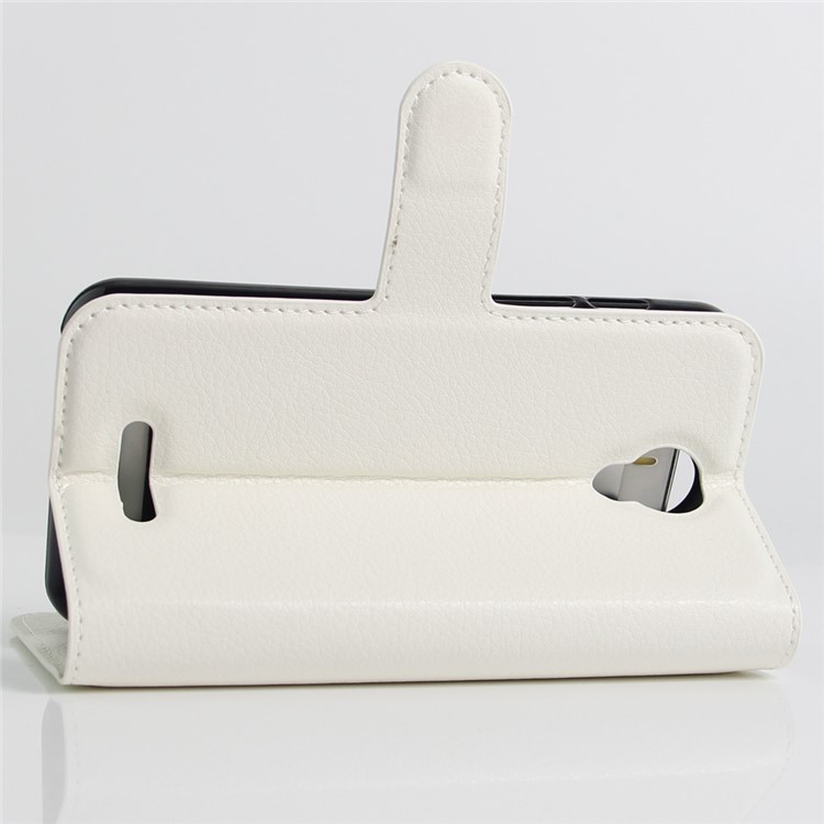 Litchi Skin Leather Wallet Cover for Alcatel Pixi 4 (5) 3G Version - White-6