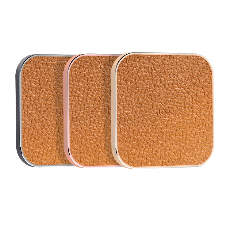 HOCO CW2 Litchi Texture Leather Metal Standard Wireless Charger Pad (CE/FCC/RoHS) - Tarnish-2