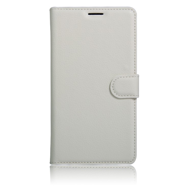 Lychee Skin Wallet Leather Stand Cover for Alcatel Shine Lite - White-2