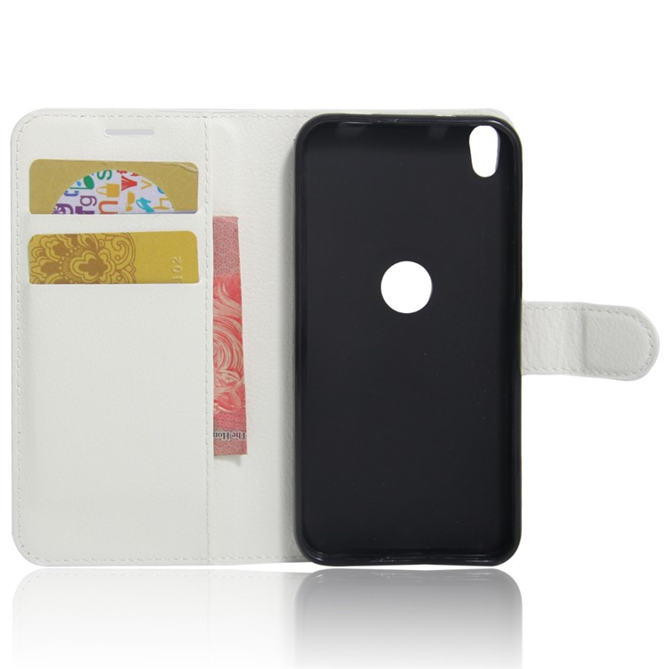 Lychee Skin Wallet Leather Stand Cover for Alcatel Shine Lite - White-4