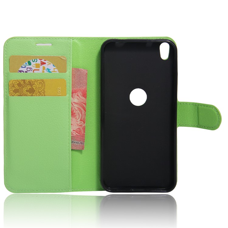 Lychee Skin Magnetic Leather Stand Cover for Alcatel Shine Lite - Green-4