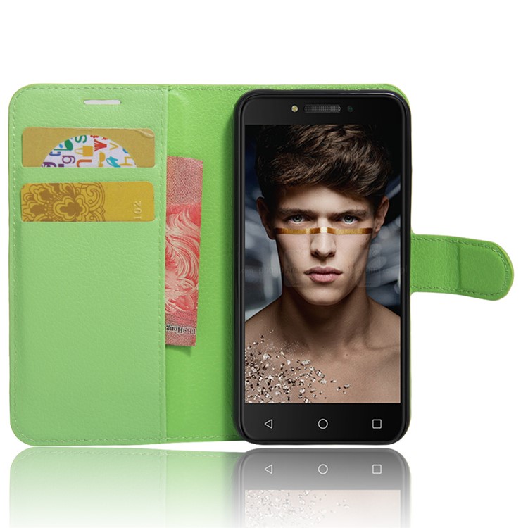 Lychee Skin Magnetic Leather Stand Cover for Alcatel Shine Lite - Green-5