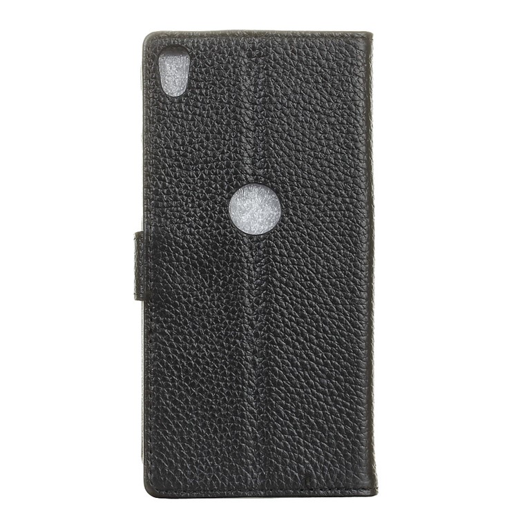 For Alcatel Shine Lite Genuine Leather Litchi Texture Wallet Stand Phone Case - Black-2