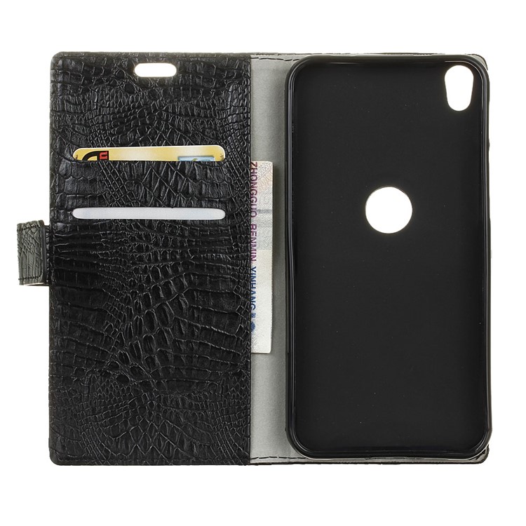 Crocodile Grain Wallet Stand Leather Flip Phone Case for Alcatel Shine Lite - Black-4