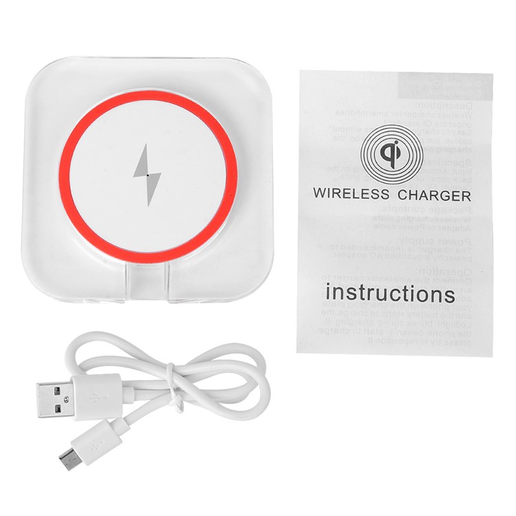 Qi Wireless Charging Pad Wireless Charger Square Transparent Design for Samsung Galaxy S7/S7 Edge - White-13