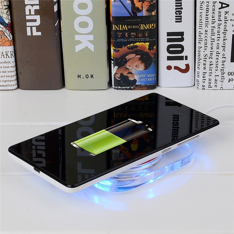 Qi Wireless Charging Pad Wireless Charger Square Transparent Design for Samsung Galaxy S7/S7 Edge - White-14
