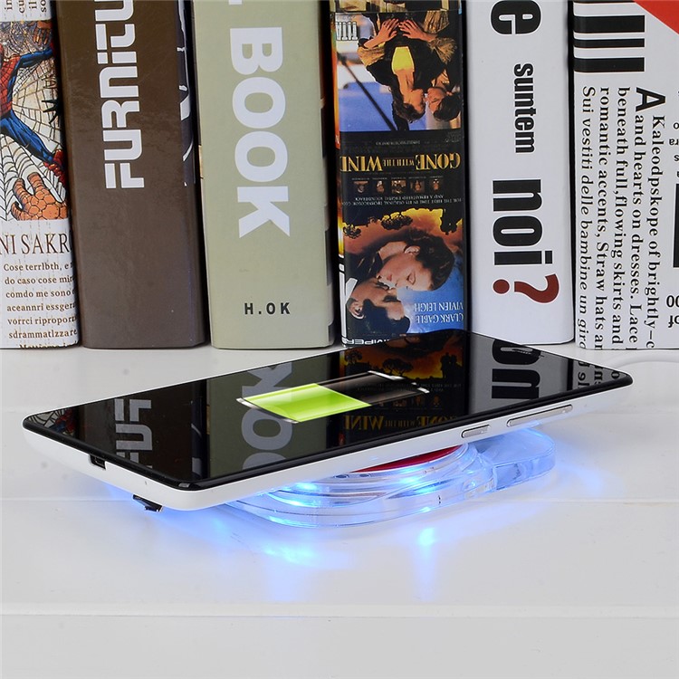 Qi Wireless Charging Pad Wireless Charger Square Transparent Design for Samsung Galaxy S7/S7 Edge - White-15