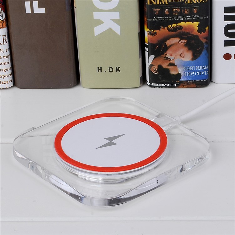 Qi Wireless Charging Pad Wireless Charger Square Transparent Design for Samsung Galaxy S7/S7 Edge - White-16