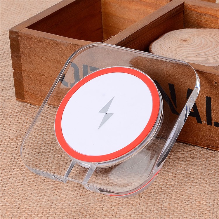 Qi Wireless Charging Pad Wireless Charger Square Transparent Design for Samsung Galaxy S7/S7 Edge - White-19