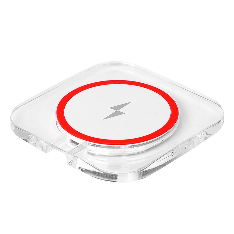 Qi Wireless Charging Pad Wireless Charger Square Transparent Design for Samsung Galaxy S7/S7 Edge - White-9