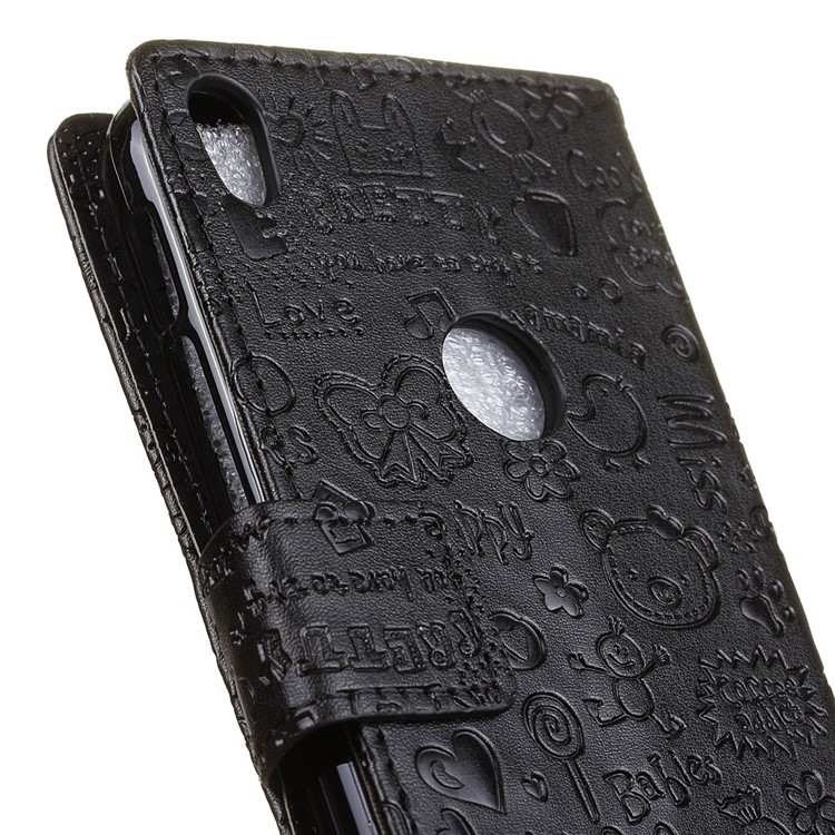 Cartoon Graffiti Leather Wallet Case for Alcatel Shine Lite - Black-3