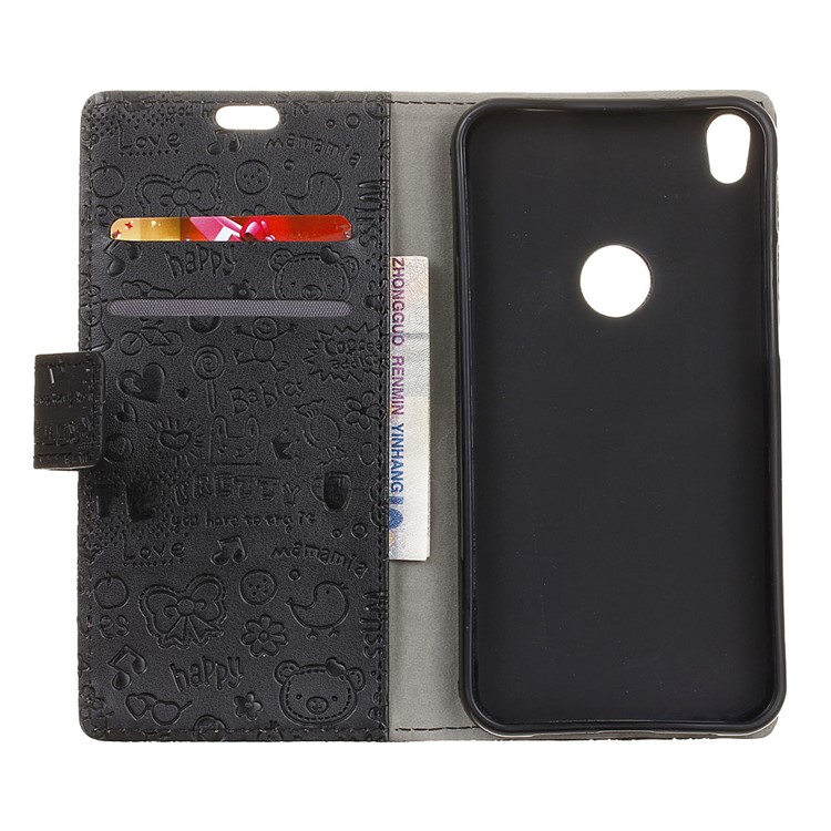 Cartoon Graffiti Leather Wallet Case for Alcatel Shine Lite - Black-4